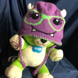 Cute little toddler purple monster hat with green glasses Halloween winter cap